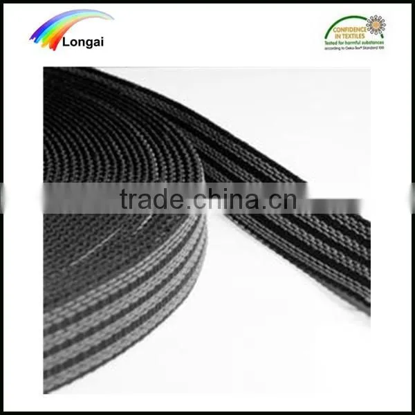 Garment use non-slip polyester elastic webbing with gray rubber threads