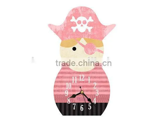 New design pirate style wooden wall clock for home deco