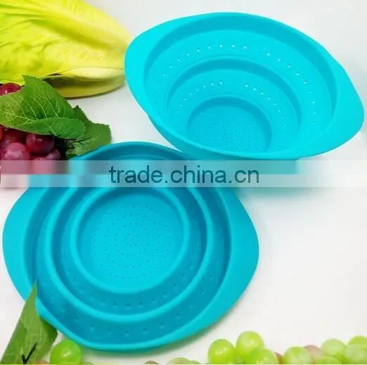 Collapsible Silicone Sieve Water Colander Strainer Vegetable Basket