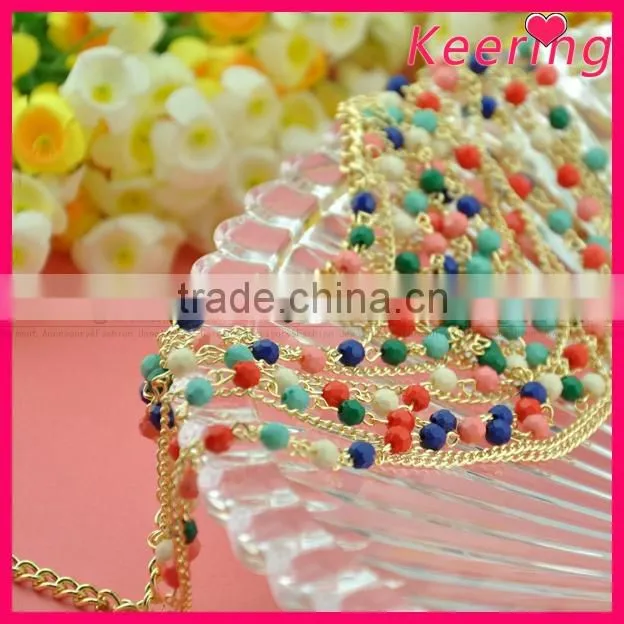 Wholesale elegant latest model fashion colorful beaded necklace WNK-274