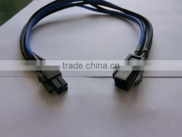 ATX 4M to 4F power cable with sleeving,40cm,23g,black and blue wire