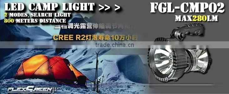 multifunction handhold Li-ion rechargeable R2 3W led camping light