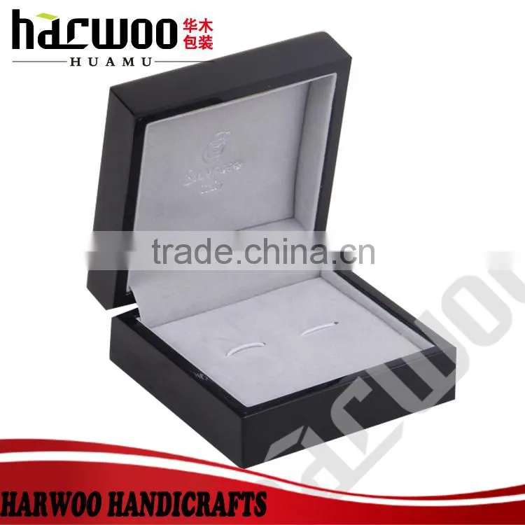 High-end matt wooden cufflink storage box with logo