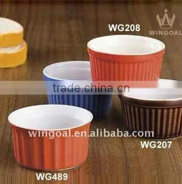 Hot sale candy colorful ceramic cake mould pudding desserts dish bowl