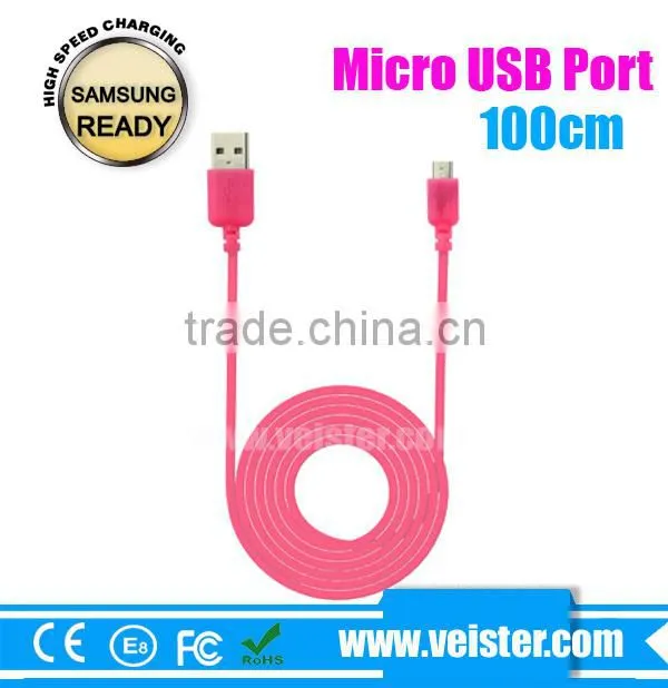 colorful flat 1M micro usb data cable, Micro USB Cable for Samsung charge
