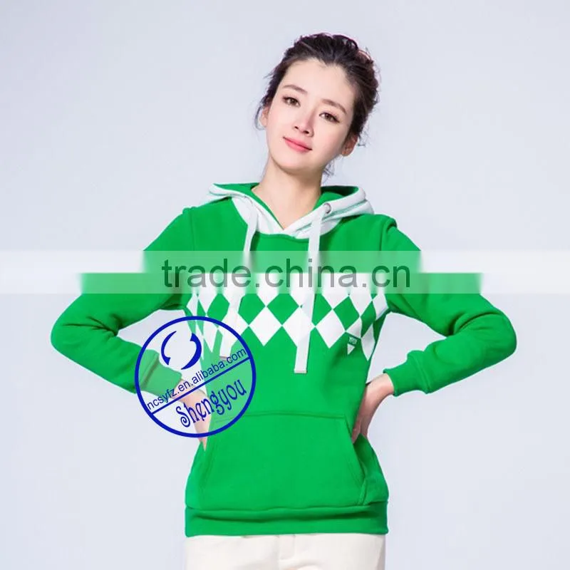 2015 custom lady's fashion pullover fleece printed sweatshirts hoodies