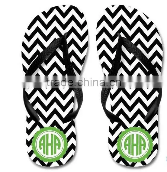 Personalized Women's Black Initial Monogram Sandals