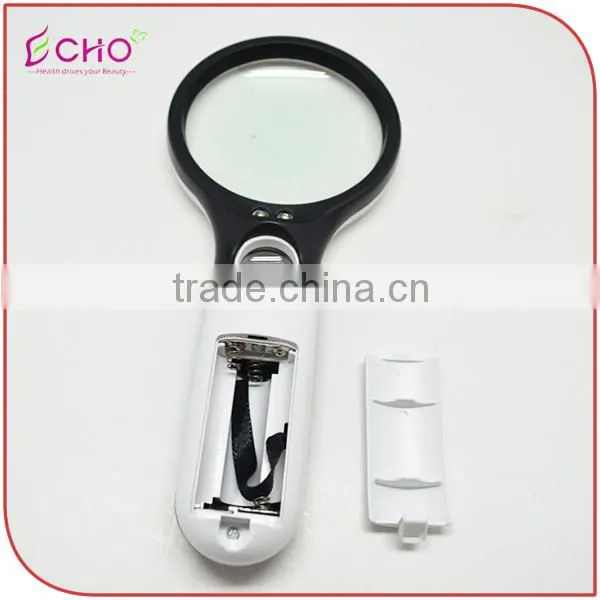 Handheld White-Black Magnifier Loupe with 3 LED Light