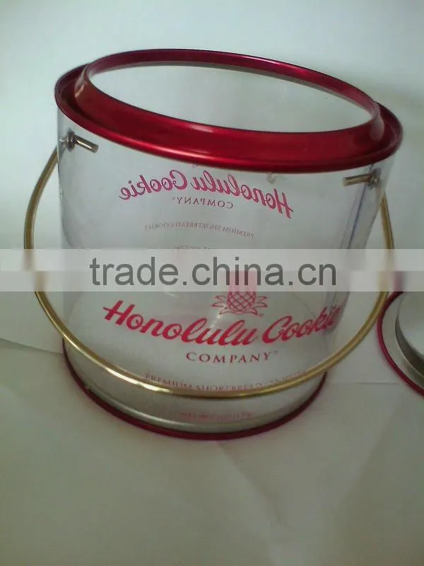 Round tin gift box with clear window