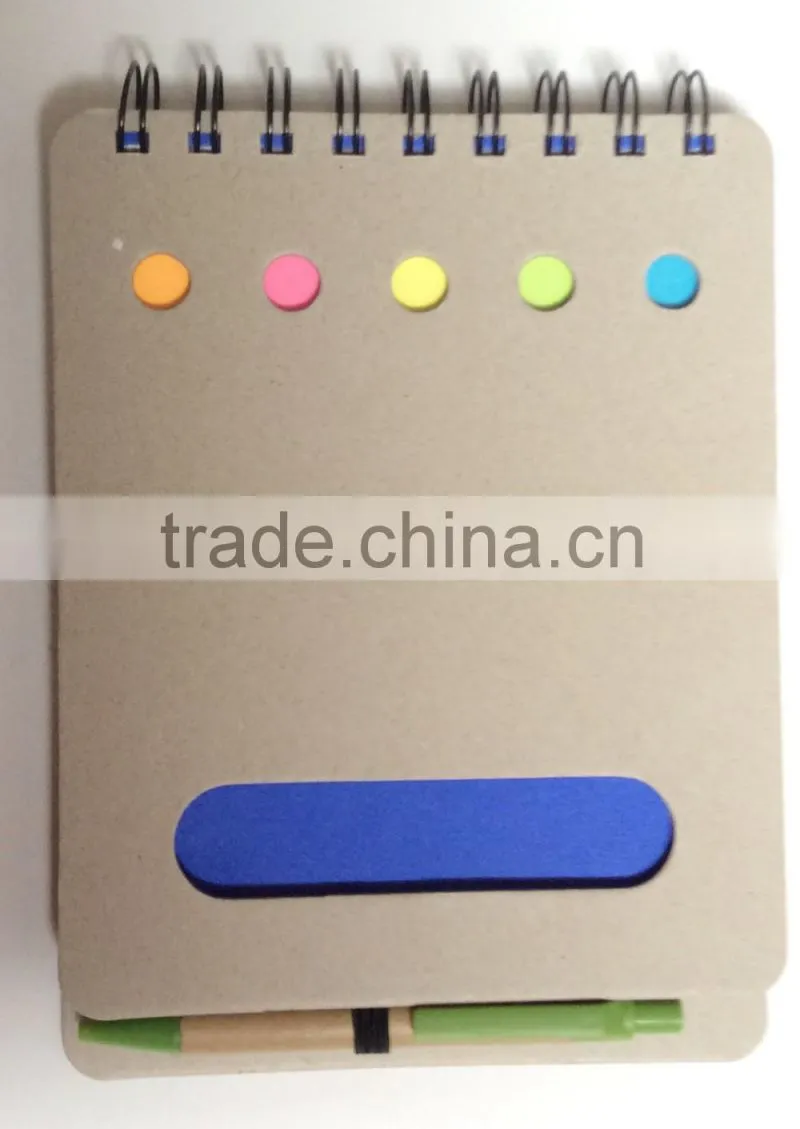 Mini sprial pocket note book with colorful sticky notes