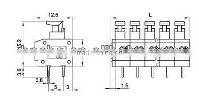 Equivalent WAGO 235 screwless -type terminal blocks for led power 2pin 5.0mm