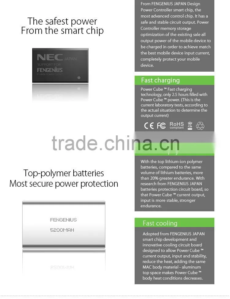 Aluminum portable powerbank 10000mah, mobile power bank battery charger