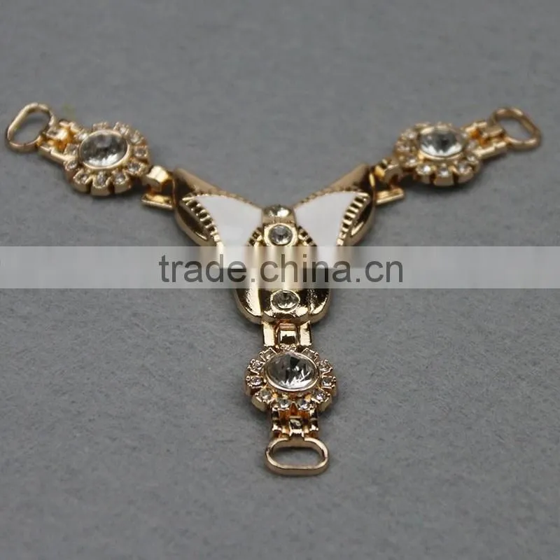 Most popular design oil drop white with rhinestone shoe accessory&butterfly shape shoes buckel