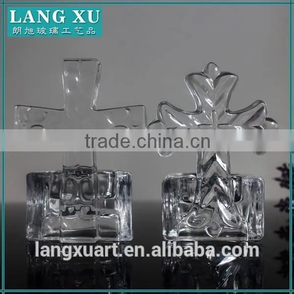 LX-Z140 Christian cross religious crystal tealight candle holder