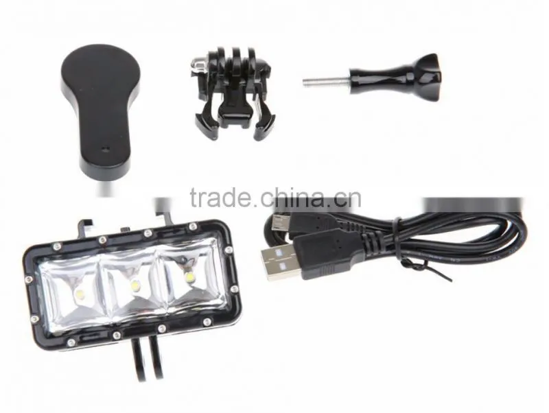 Wholesale SupTig 30M Waterproof 300LM Video Light for Go Pro / Dazzne / Yi Camera(Black)