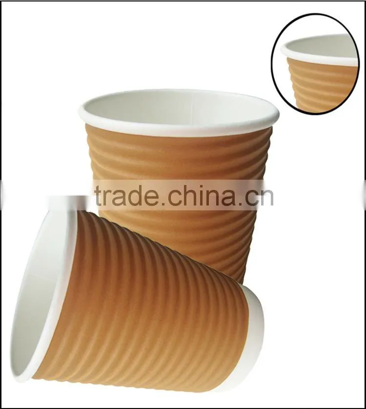 Double wall insulated hot ripple paper cup decorative coffee cups