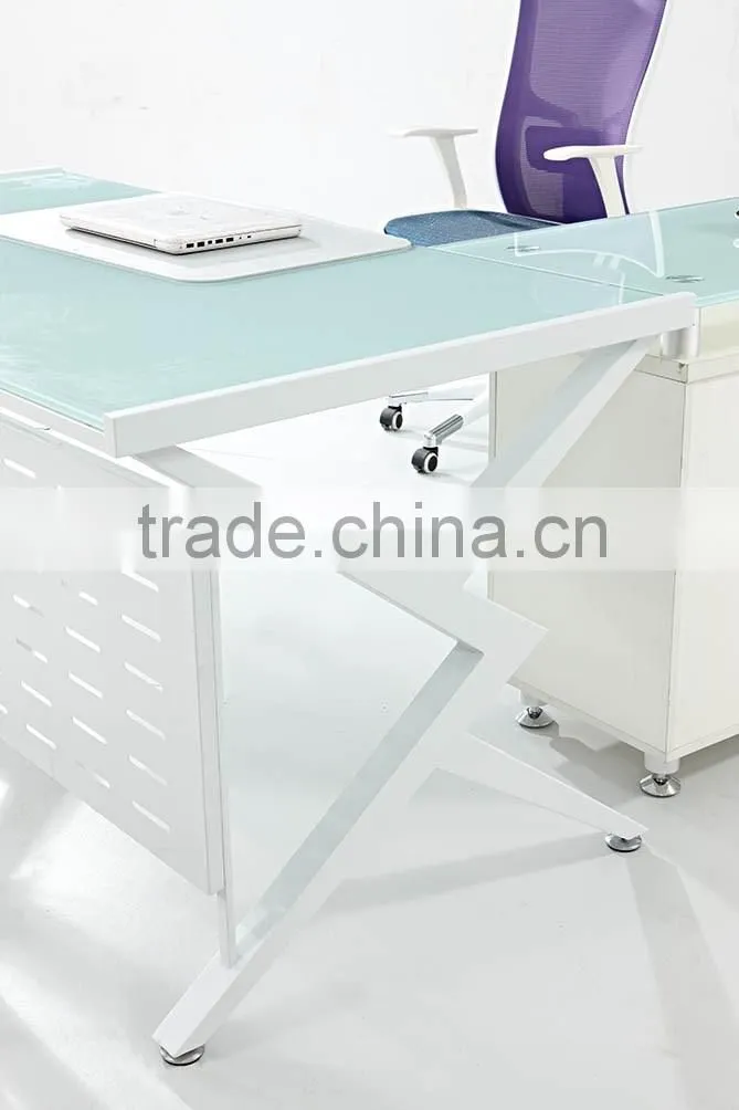 Factory direct hot sale modern glass top office table photos design PT-D0503