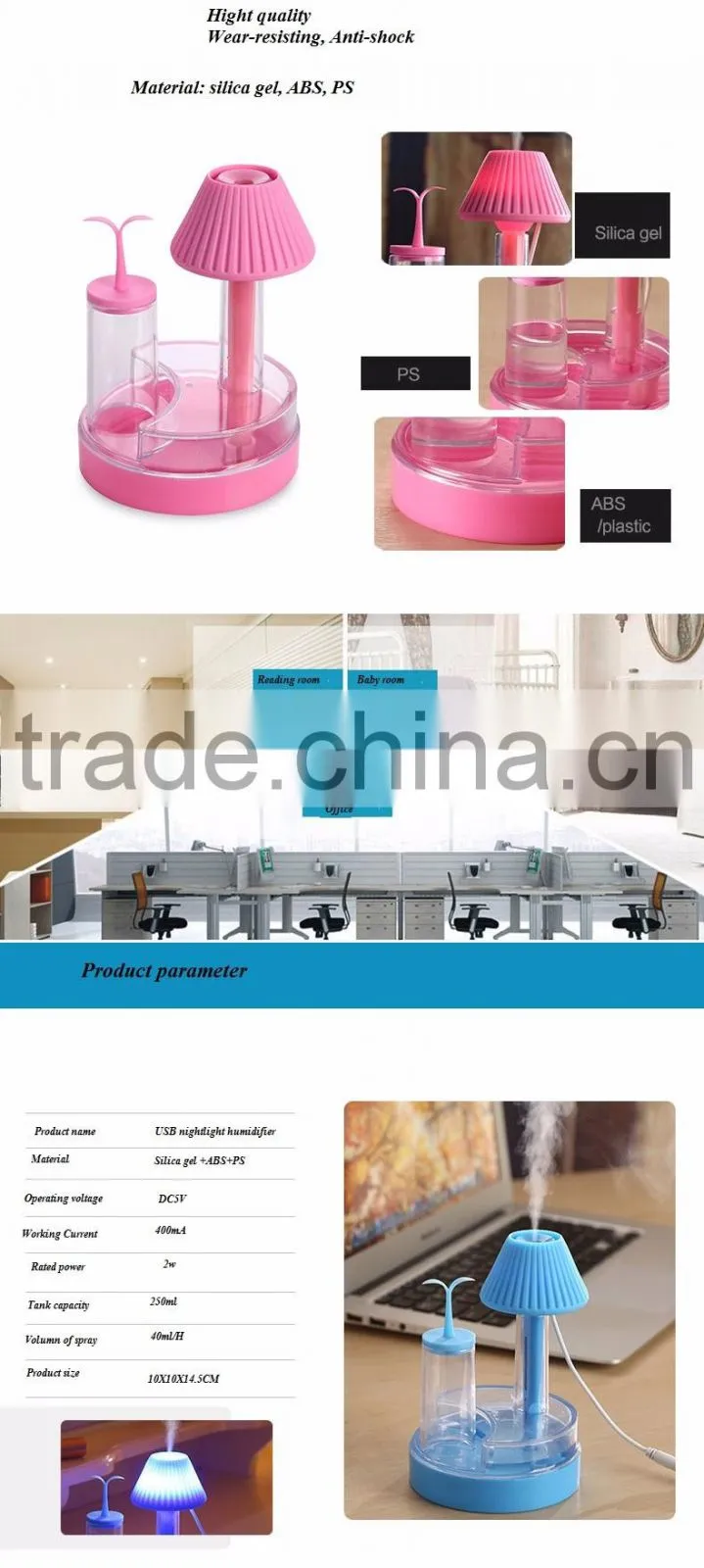 functional air purifier with table lamp for room/ Green buds humidifier