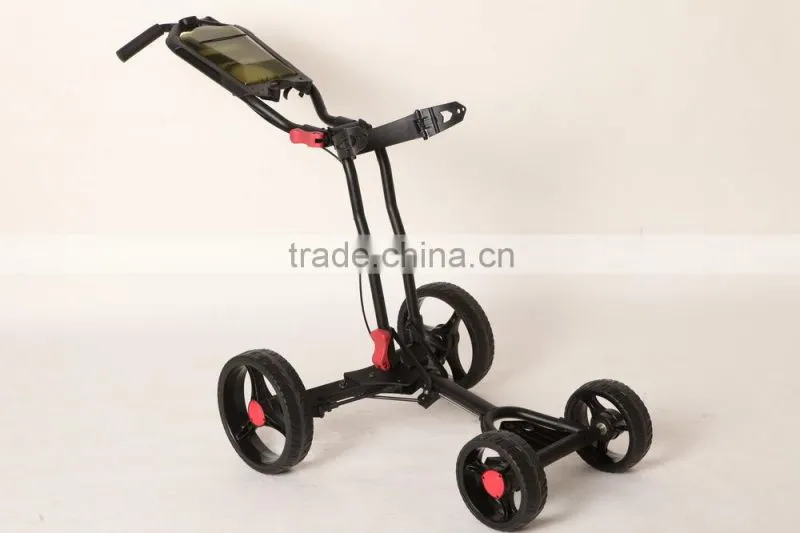 2016 Brand New Fold Light Weight 4Wheels Push Pull Golf Trolley Manual Golf Cart
