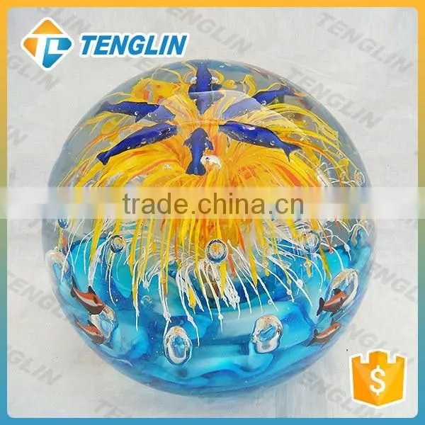 Murano glass flower paperweights wholesale with fish