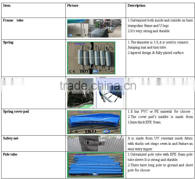 Fourstar outdoor fitness trampoline 16FThas safety net with low price and high quatity