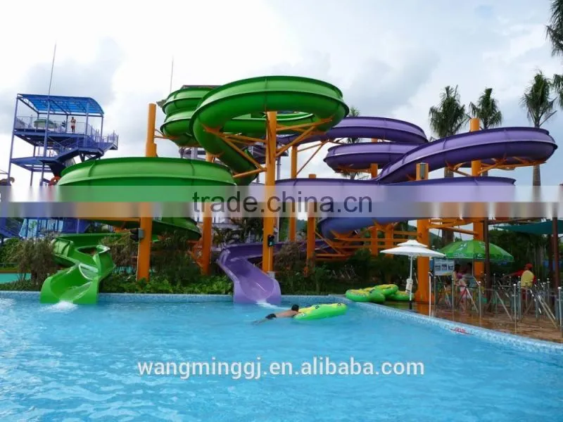 2016 Hot Selling Skin Raft Spiral Slide Water Park Fiberglass water slide