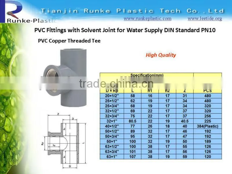 PVC Pipe Fittings with Solvent Joint for Water Supply