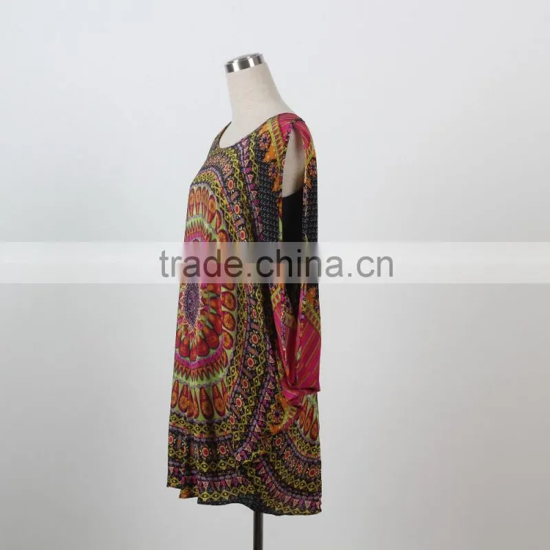 Latest fashion africal pattern blouse designs plus size silk fabric blouse tops OEM service