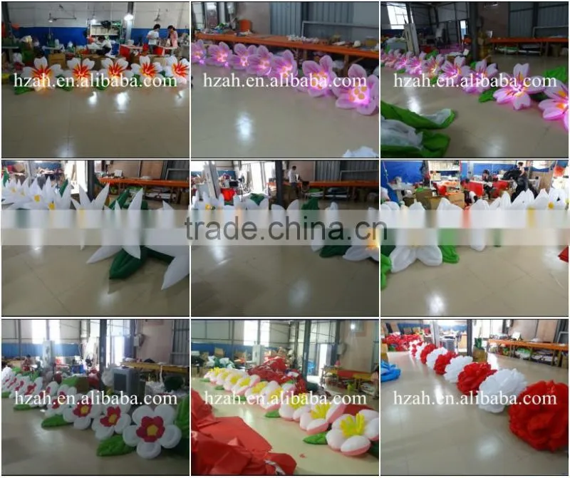White Lighted Inflatable Lotus on Gound