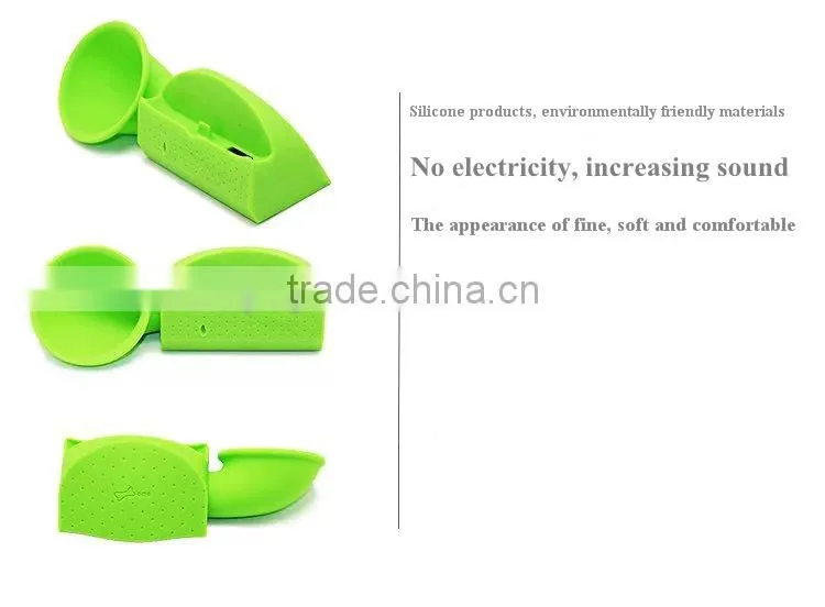 2015 silicone amplifier stand for iphone/silicone mini horn shaped amplifier