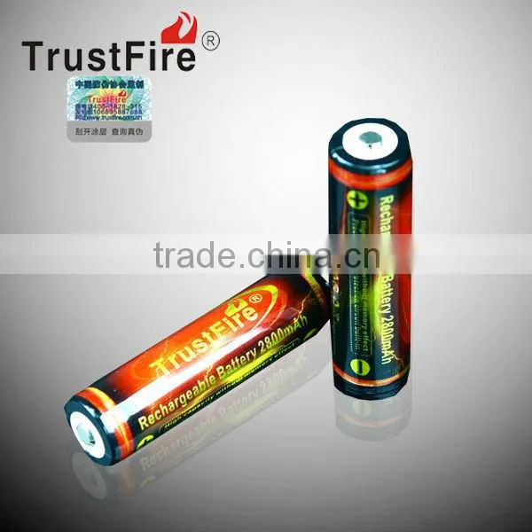 TrustFire lithium ion battery 18650 2800mah 3.7V with protected PCB China brand manufacture