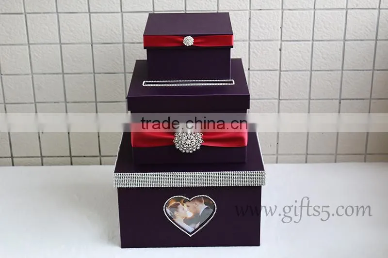 Elegant wedding card box handmade wedding box with photo frame