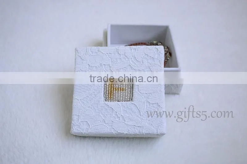 Unique jewelry gift boxes with beaded name plate of F