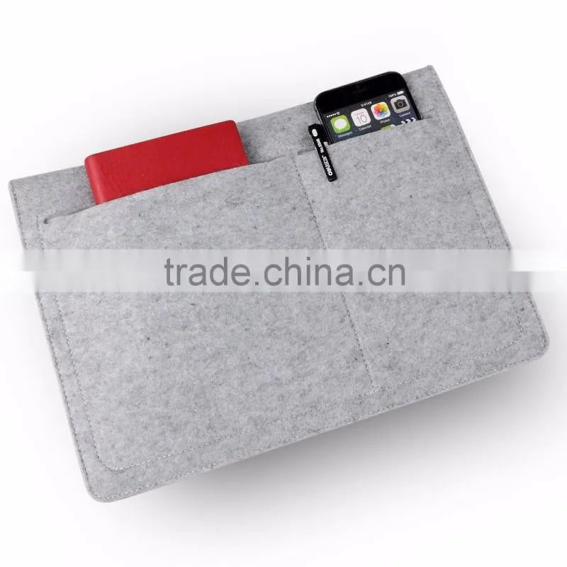 2016 new arrival !!! Fashional wool felt mini/ultra-thin envelope file cover sleeve for ipad with 3 pockets