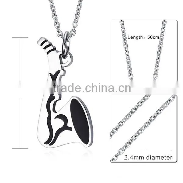 Men's Jewelry Saxophone Design Stainless Steel Necklace