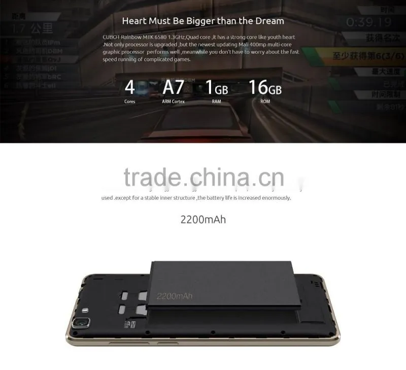 Cubot Rainbow 3G Smartphone Android 6.0 5.0 inch HD Screen MTK6580 Quad Core 1.3GHz 1GB RAM 16GB ROM Gravity Sensor