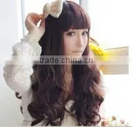 hot sale high quality dark brown long curly wig