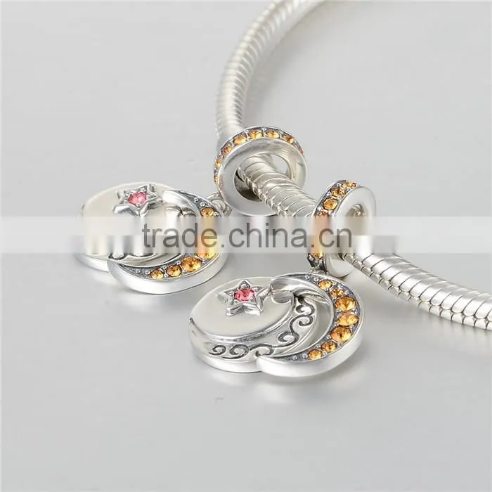 fashion jewelry keychain 925jewelry sterling silver coin charm for bracelet