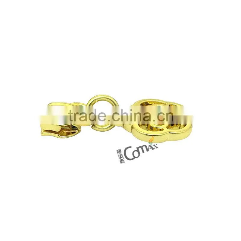 Flower shape custom gold simple metal zipper puller for clothing
