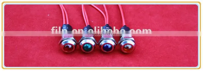 12mm panel mounting hole LED 12v voltage indicator with wire leading
