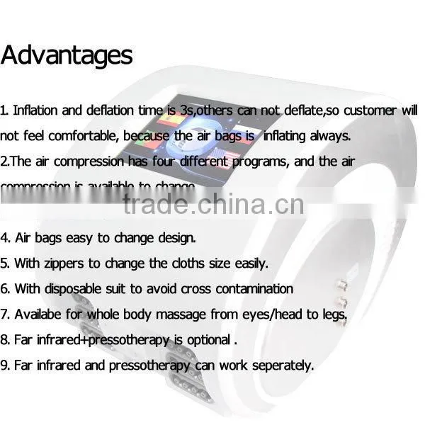 Salon slimming infrared heater air pressure massage machine