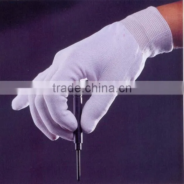 ESD gloves, HAND GLOVE plastic dropping on fabric gloves