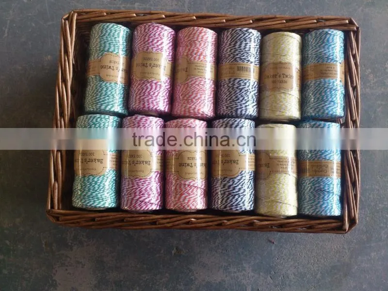 lemon green white cotton baker twine for gift packing