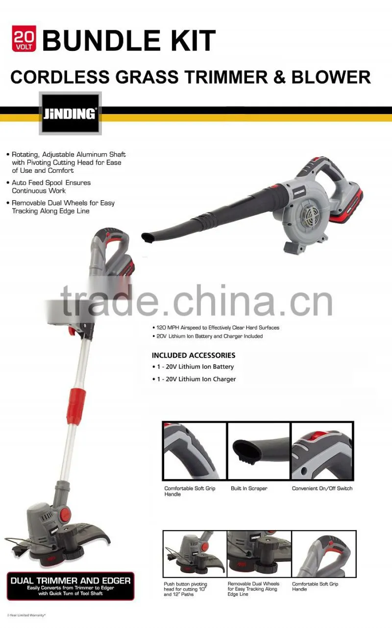 20V Bundle Kit Cordless Blower and Headge Trimmer Garden Tool Kit with 1 Set of Lion Battery and Charger