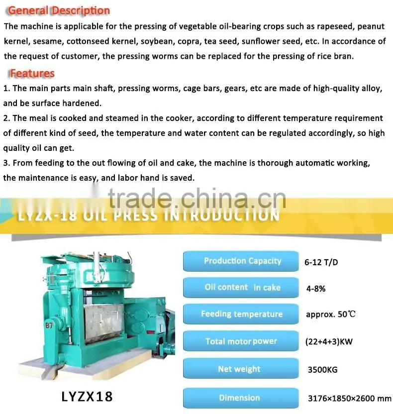 High Performance Double screw oil press machine ,Mustard Oil Mill Edible Oil Processing Plant