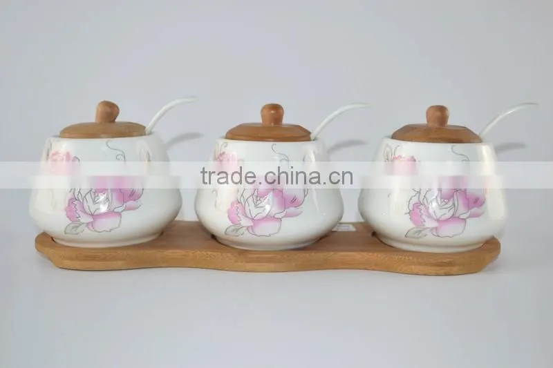 hot sale high quality 2015 new style bone porcelain canisters/pepper bottle sets/3pcs ceramic canister sets