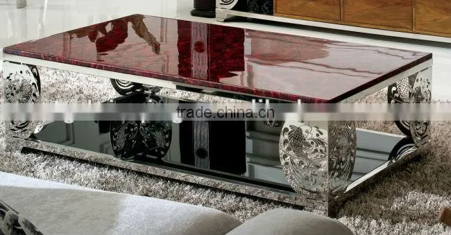 Cheap stainless steel marble top tv stand E348