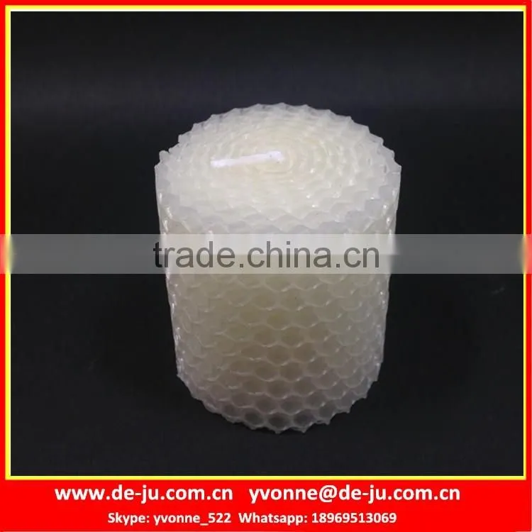 Wooden Gift Box Pillar White Beeswax Candle