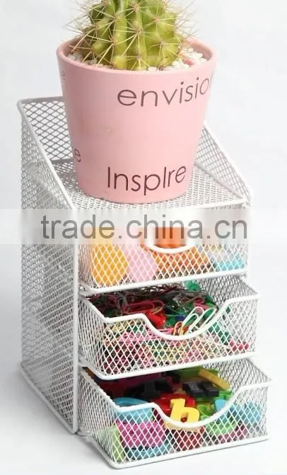 Metal Mesh 4 Tier Wire Office Stationery Desk Drawer Organizer/Desk Storage Drawer Organizer