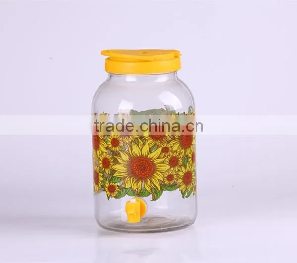 square glass juice jar with plastic tap